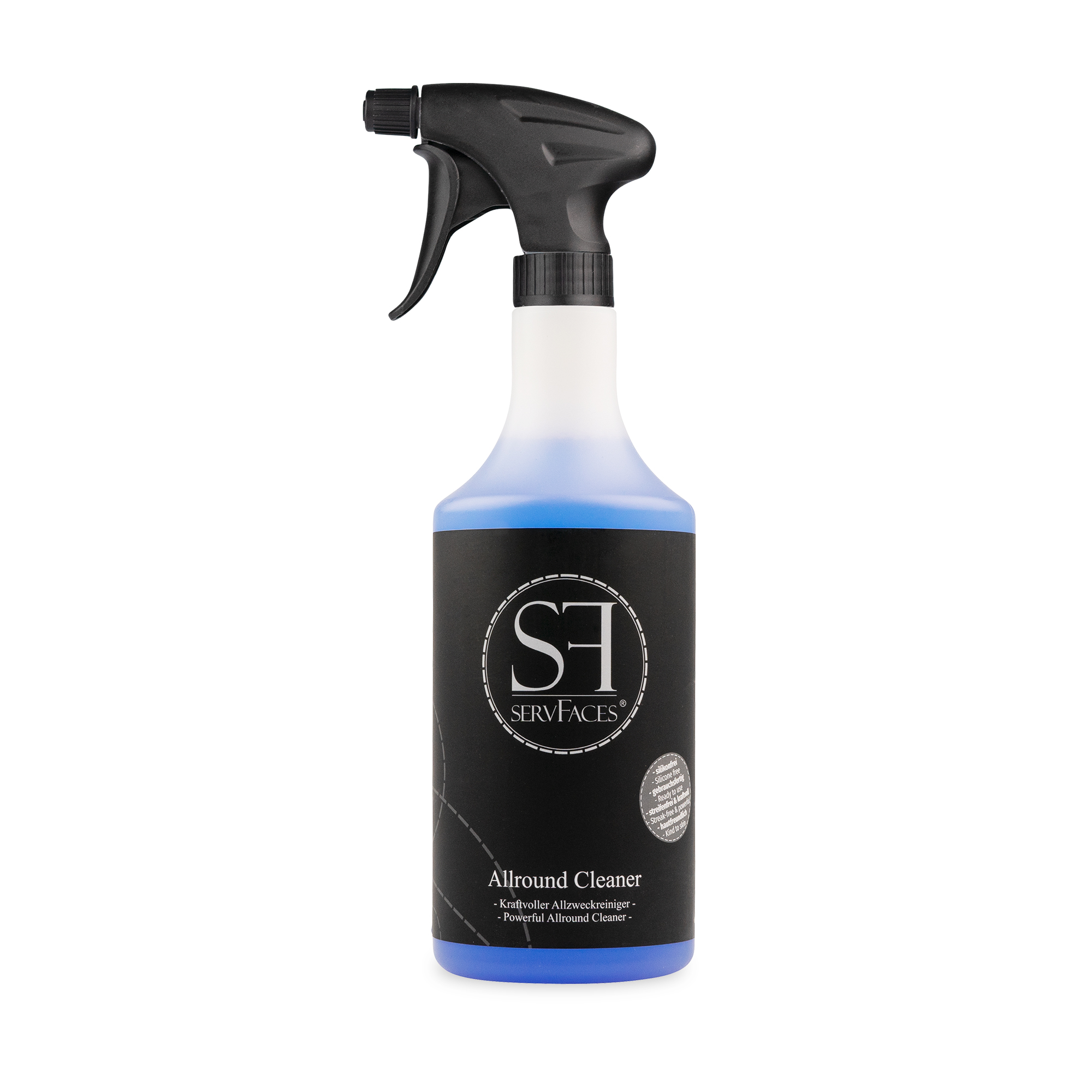 servFaces - Allround Cleaner - Gebrauchsfertiger Allzweckreiniger für den gesamten Fahrzeuginnenraum - 750 ml Flasche mit Sprühkopf servFaces Allround Cleaner - für die schonende Reinigung von hartnäckigen und gewöhnlichen Verschmutzungen auf Oberflächen