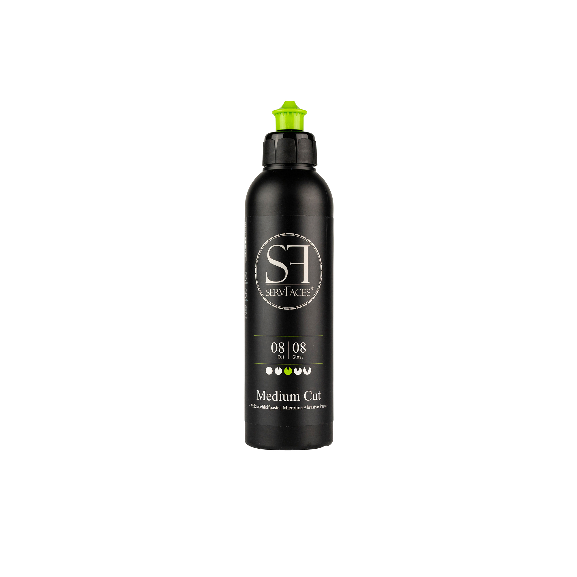 servFaces - Medium Cut - Professionelle Lackpolitur Schleifpaste - 250 ml servFaces Medium Cut – for professional treatment of heavily used and worn surfaces