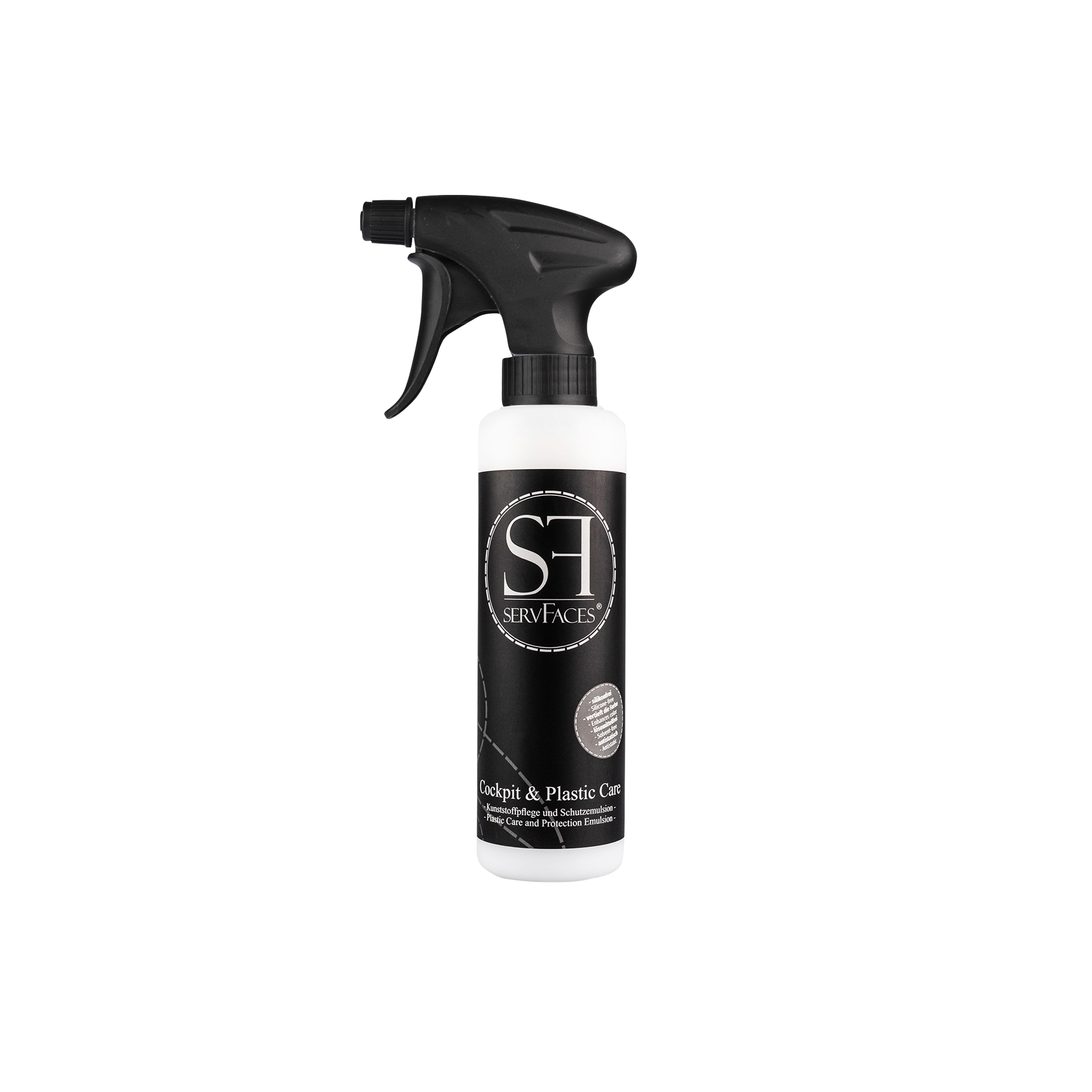 servFaces Cockpit & Plastic Care im 250 ml Gebinde mit Sprühkopf