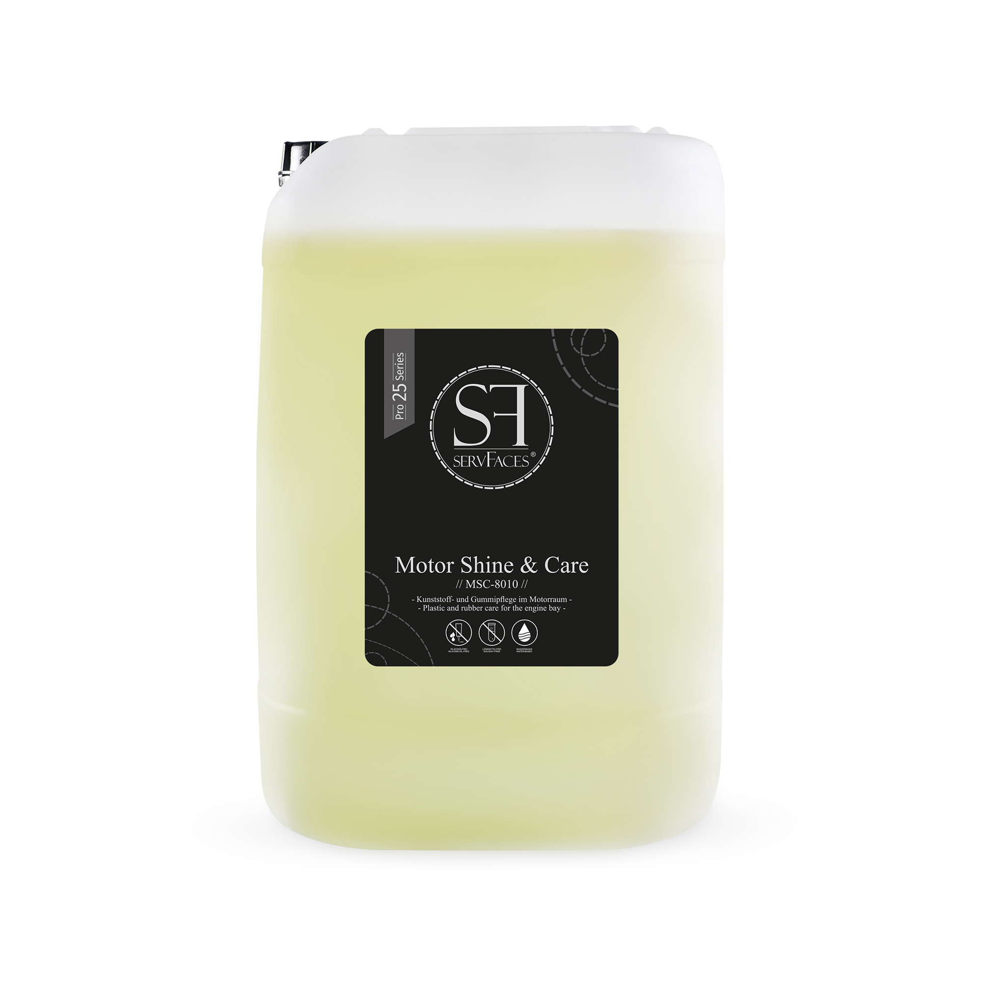 servFaces - Motor Shine & Care // MSC-8010 //- Schutzemulsion auf Kunststoffoberflächen - 25 kg servFaces Motor Shine & Care // MSC-8010 // - for long-lasting, active preservation protection for your vehicle's exterior surfaces