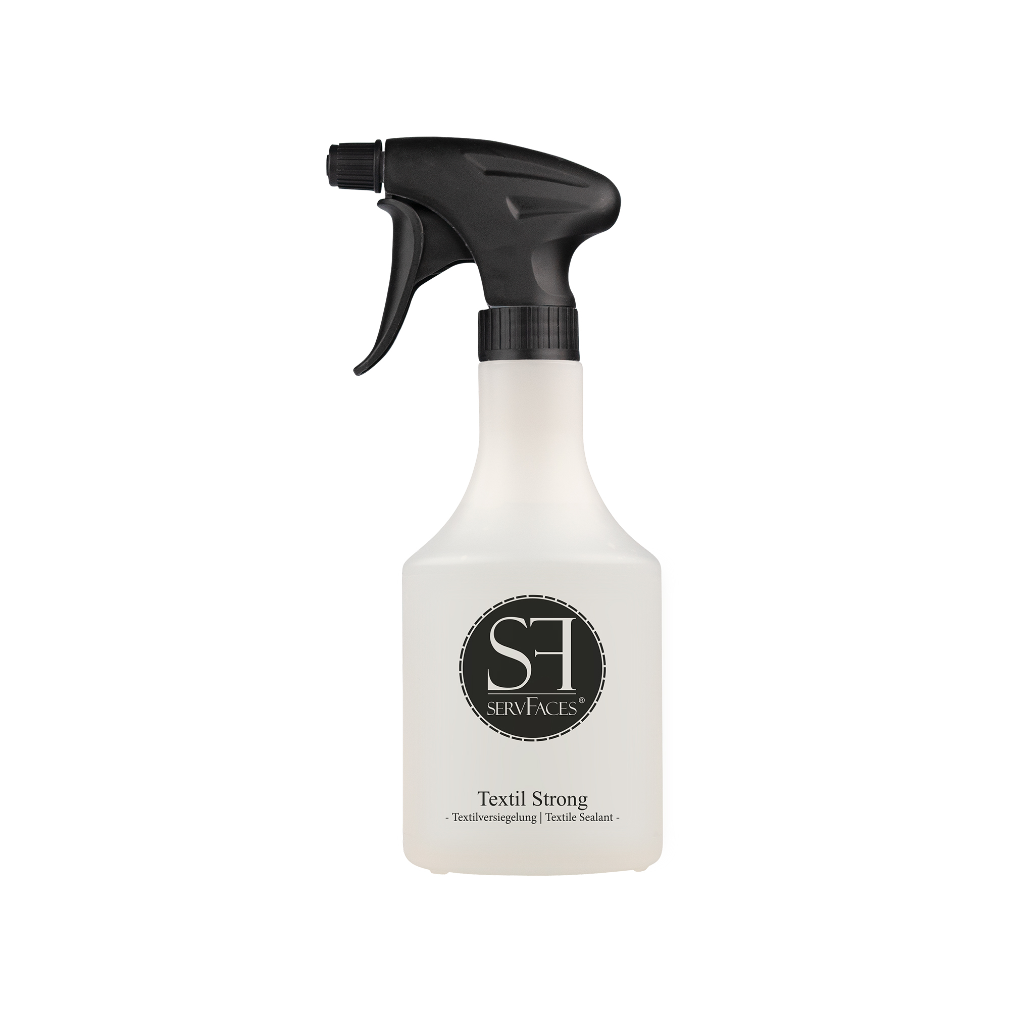 servFaces - Textil Strong 500 mlr Gebinde mit Sprühkopf - Für alle Textilien im Innenbereich sowie Außenbereich des Automobils. servFaces Textil Strong - for a dirt-resistant and easy-care surface coating with long-lasting protection