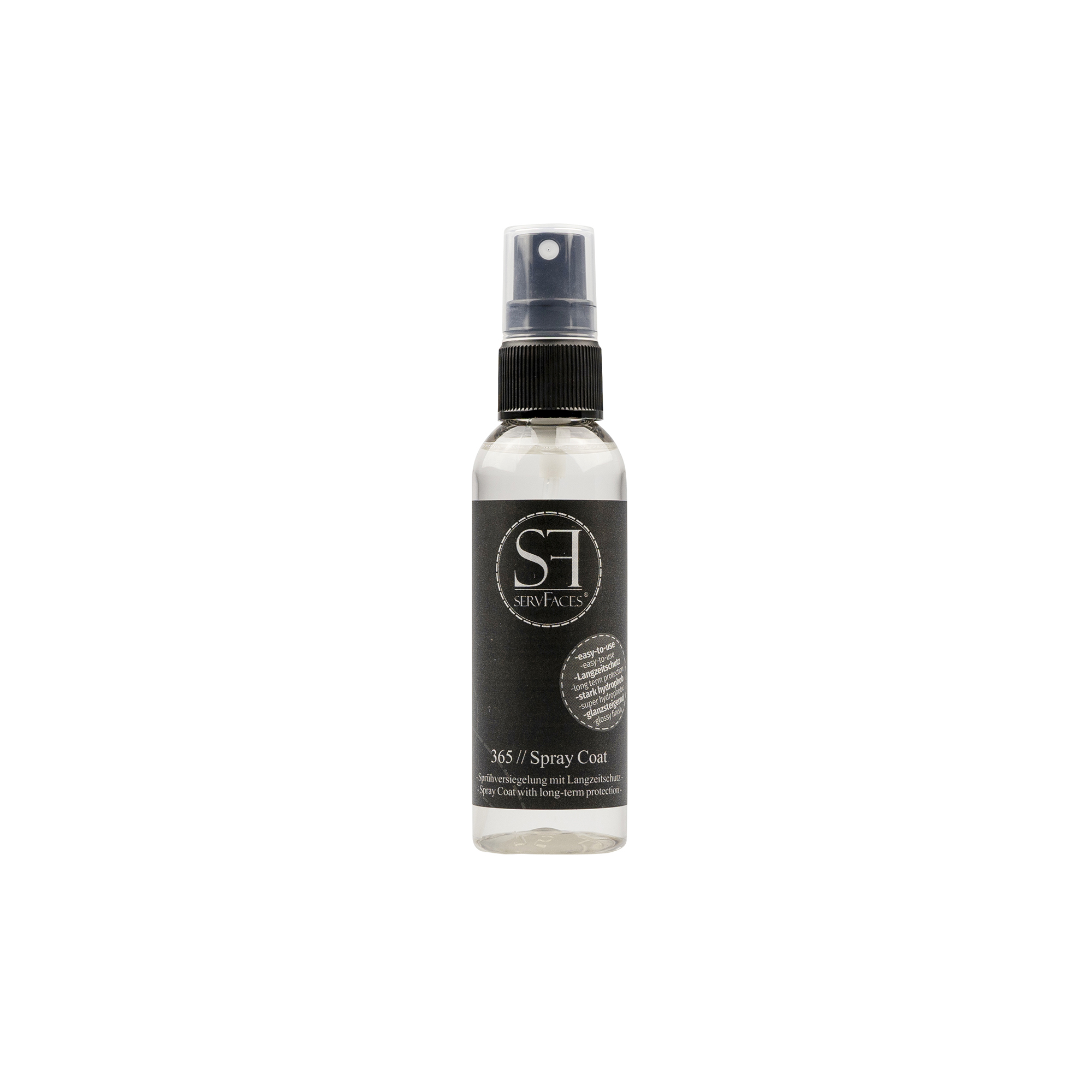 servFaces - 365 // Spray Coat im 75 ml Gebinde mit Sprühkopf servFaces 365 // Spray Coat – For a dirt-resistant and easy-care surface coating with long-lasting protection