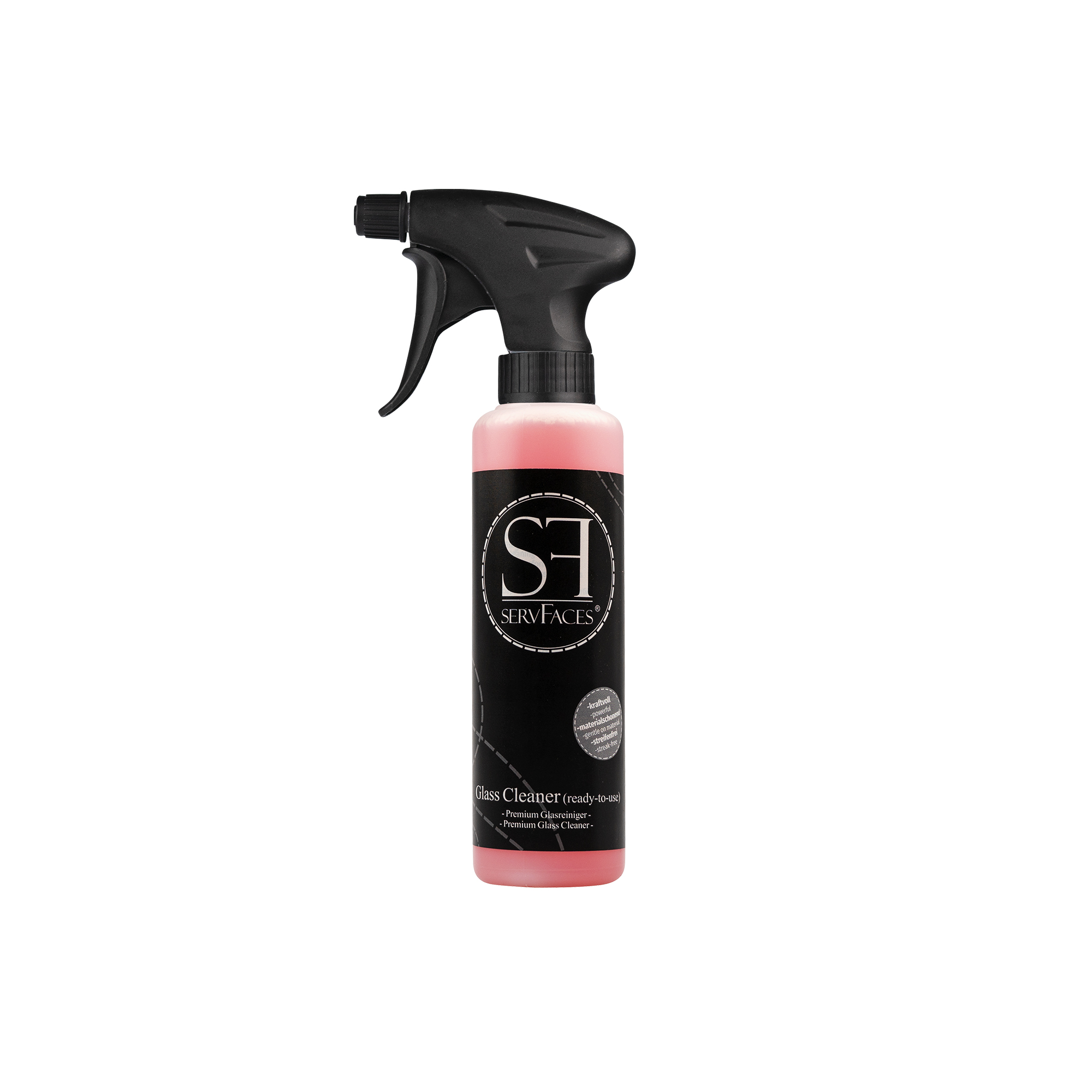 servFaces - Glass Cleaner - Reinigt Streifenfrei Glasoberflächen und Scheiben - 250 ml Flasche mit Sprühkopf servFaces Glass Cleaner - für die schonende Reinigung von hartnäckigen und gewöhnlichen Verschmutzungen auf Oberflächen