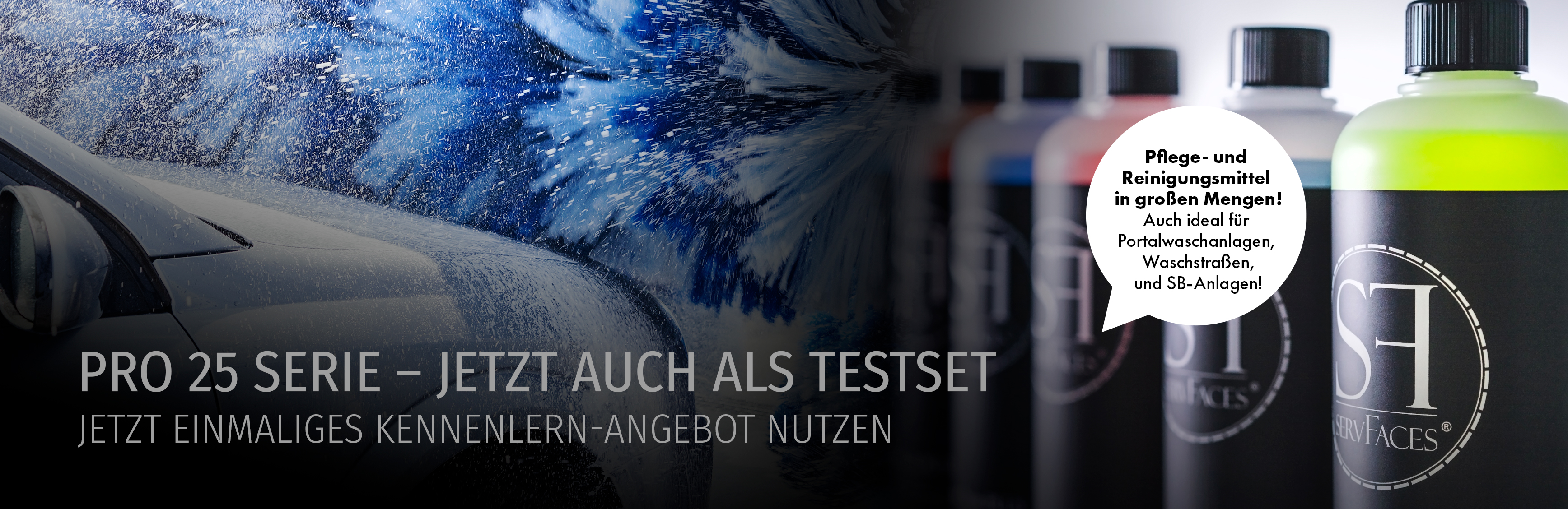 servFaces Pro 25 Testset - damit alle Ihre zu bearbeitenden Fahrzeugoberflächen professionell gereinigt, poliert und versiegelt werden können