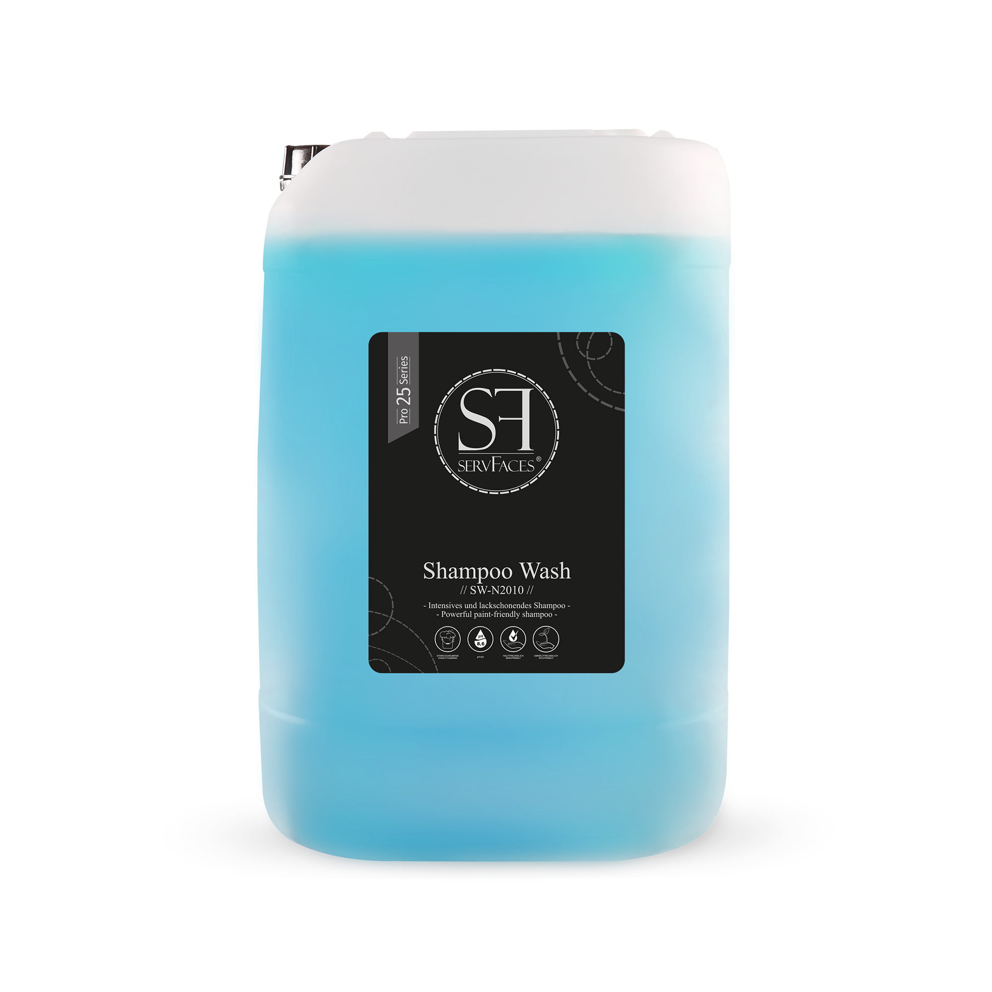 servFaces - Shampoo Wash // SW-N2010 // - Hochkonzentriertes Shampoo für Fahrzeuge - 25 kg servFaces Shampoo Wash // SW-N2010 // -  für die schonende Reinigung von hartnäckigen und gewöhnlichen Verschmutzungen auf Oberflächen