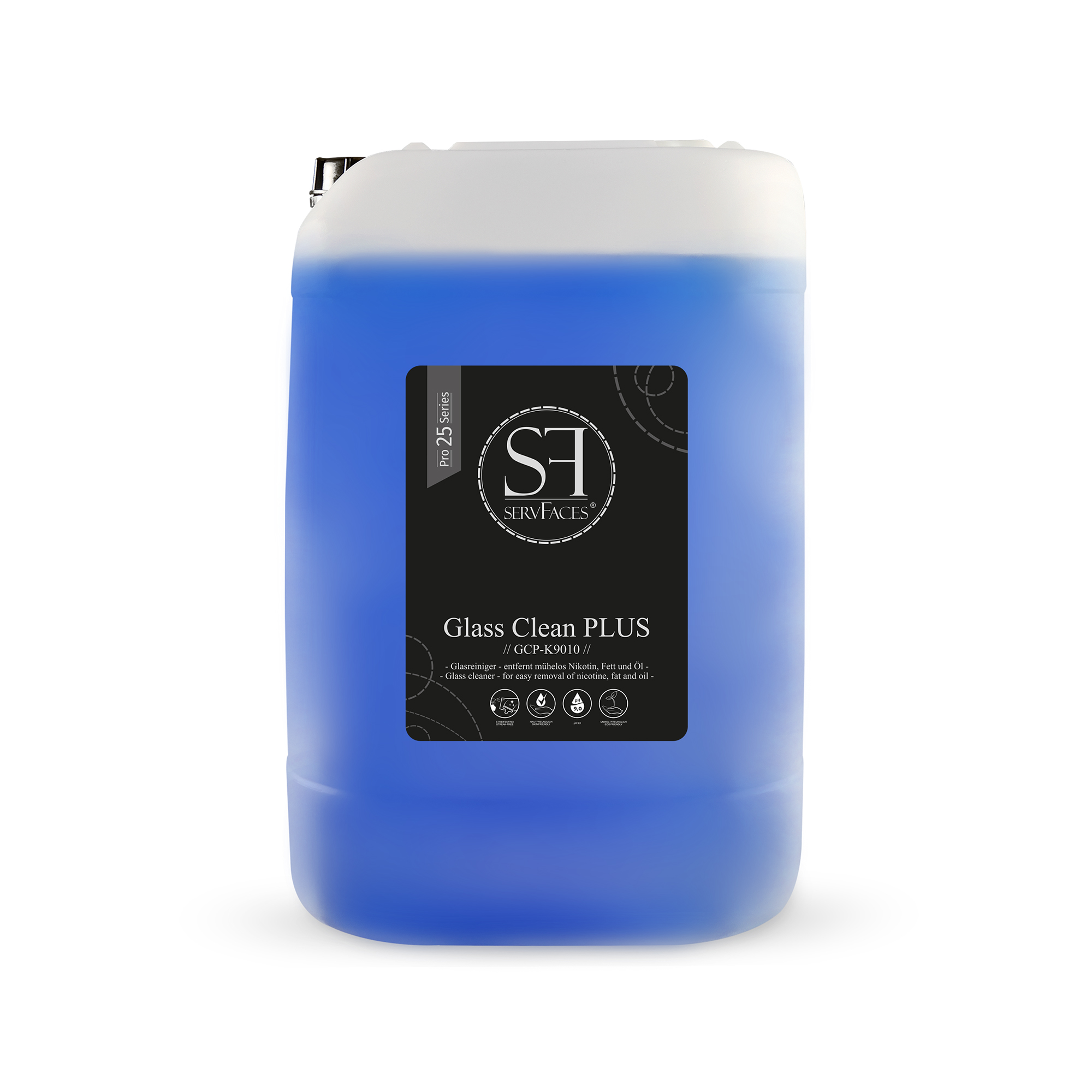 servFaces - Glass Clean PLUS // GCPK9010// - Premium-Glasreiniger - 25 Liter servFaces Glass Clean PLUS // GCP K9010 // - for gentle cleaning of stubborn and ordinary dirt on surfaces