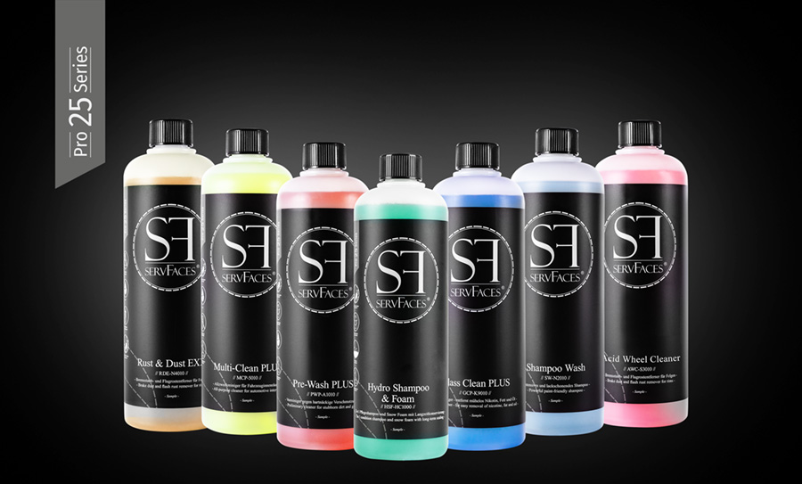 servFaces Pro 25 Test Set – for professional cleaning, polishing, and sealing of all vehicle surfaces to be treated