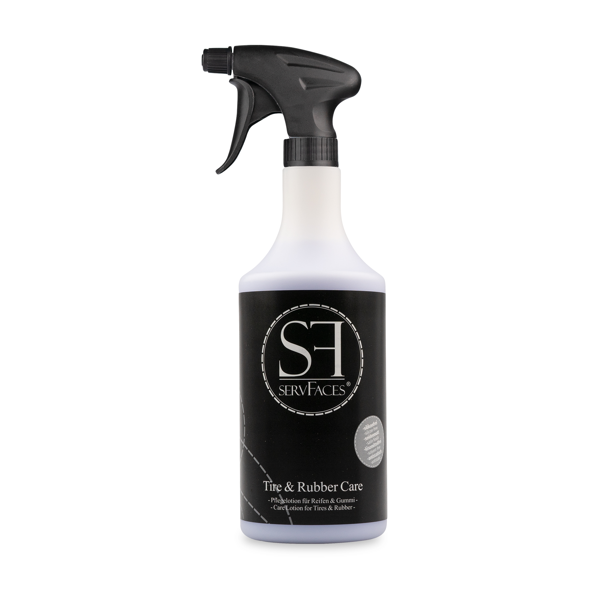 servFaces - Tire & Rubber Care im 750 ml Gebinde mit Sprühkopf servFaces Tire & Rubber Care - für langanhaltenden, aktiven Konservierungsschutz Ihrer äußeren Fahrzeugoberflächen