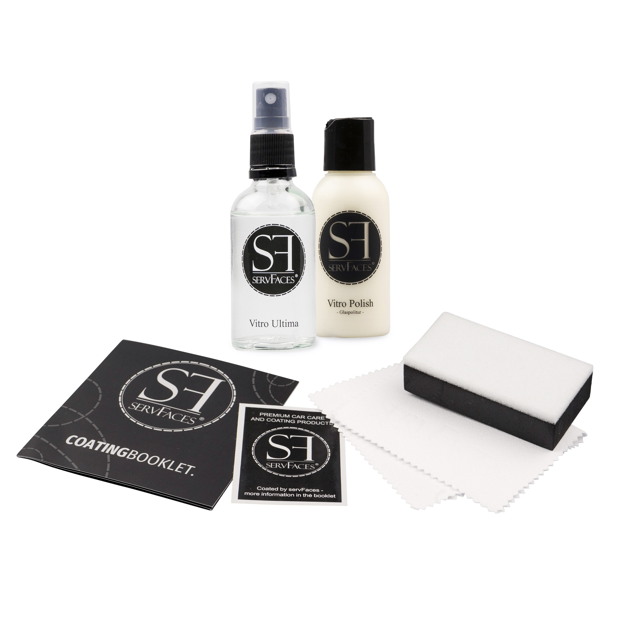 servFaces - Vitro Ultima 50 ml im Set mit Vitro Polish, Applikator und Applikationstuch servFaces Vitro Ultima - for a dirt-resistant and easy-care surface coating with long-lasting protection