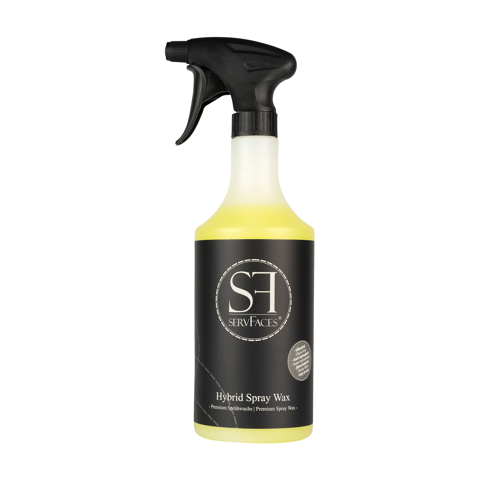 servFaces Hybrid Spray Wax im 750 ml Gebinde mit Sprühkopf servFaces Hybrid Spray Wax - für langanhaltenden, aktiven Konservierungsschutz Ihrer äußeren Fahrzeugoberflächen