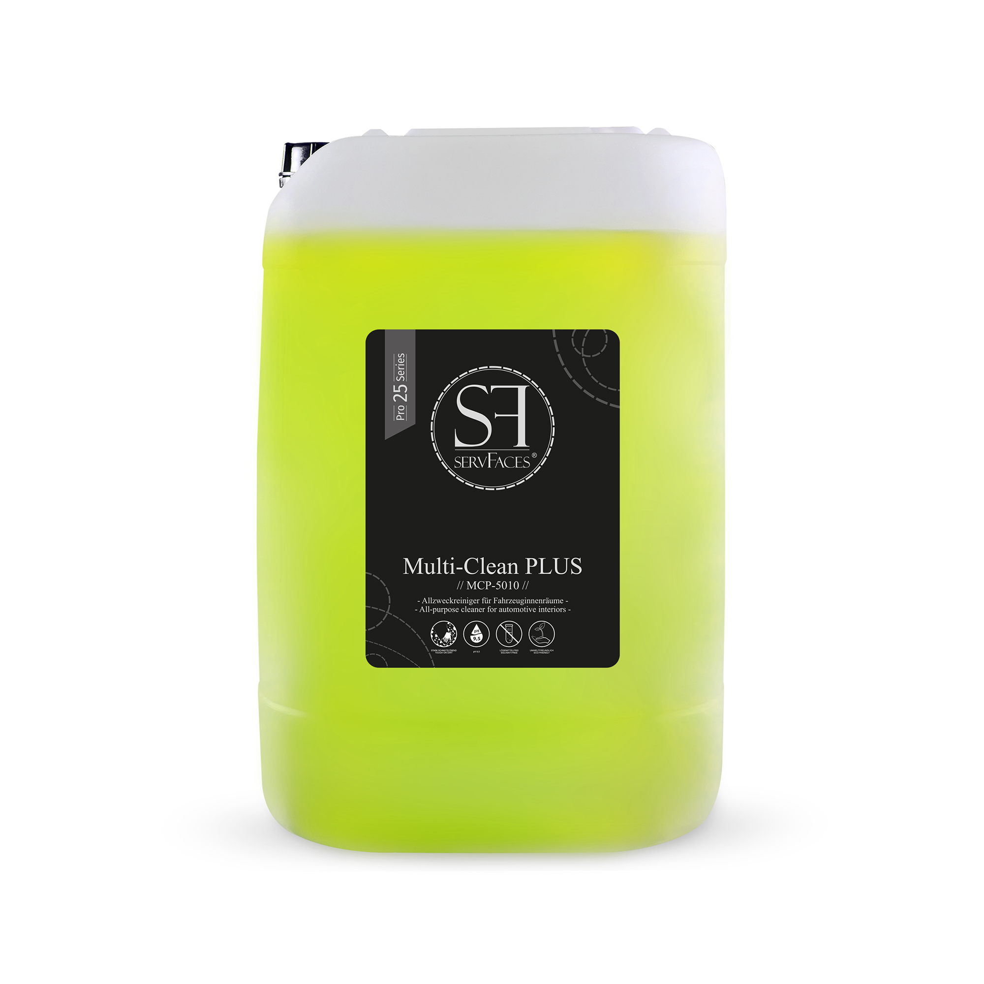 servFaces - Multi-Clean PLUS // MCP-5010 // - Reinigungsmittel für den gesamten Fahrzeuginnenraum - 25 kg Kanister servFaces Multi-Clean PLUS // MCP-5010 // - for a dirt-resistant and easy-care surface coating with long-lasting protection