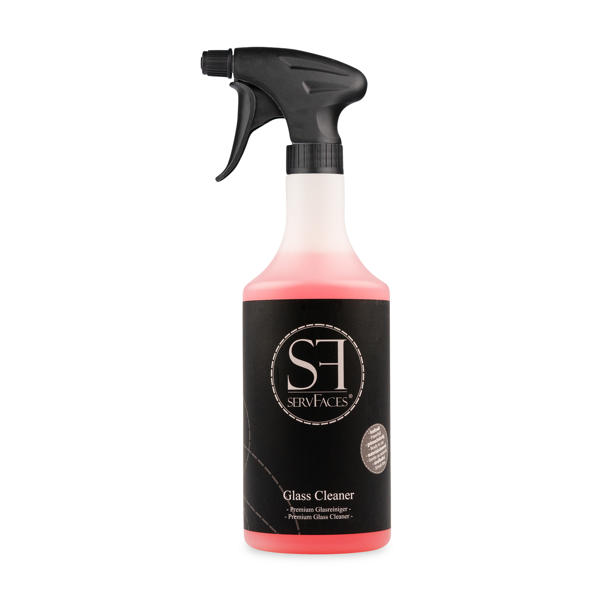 servFaces - Glass Cleaner - Reinigt Streifenfrei Glasoberflächen und Scheiben - 750 ml Flasche mit Sprühkopf servFaces Glass Cleaner - für die schonende Reinigung von hartnäckigen und gewöhnlichen Verschmutzungen auf Oberflächen