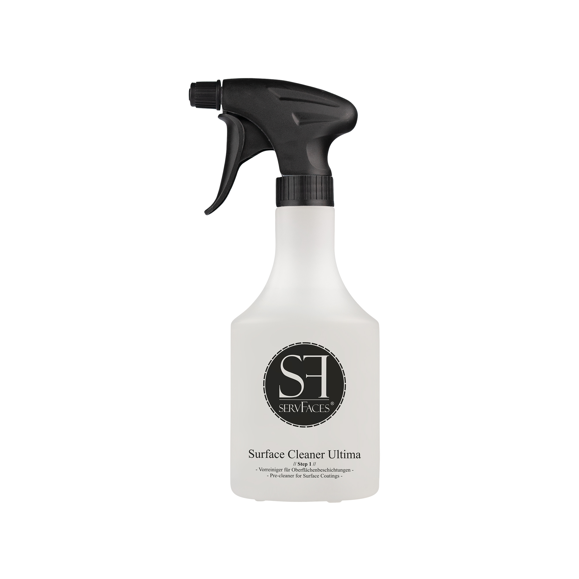 servFaces - Surface Cleaner Ultima - Die korrekte Vorreinigung vor einer Beschichtung - 500 ml Flasche mit Sprühkopf servFaces Surface Cleaner Ultima - für die schonende Reinigung von hartnäckigen und gewöhnlichen Verschmutzungen auf Oberflächen