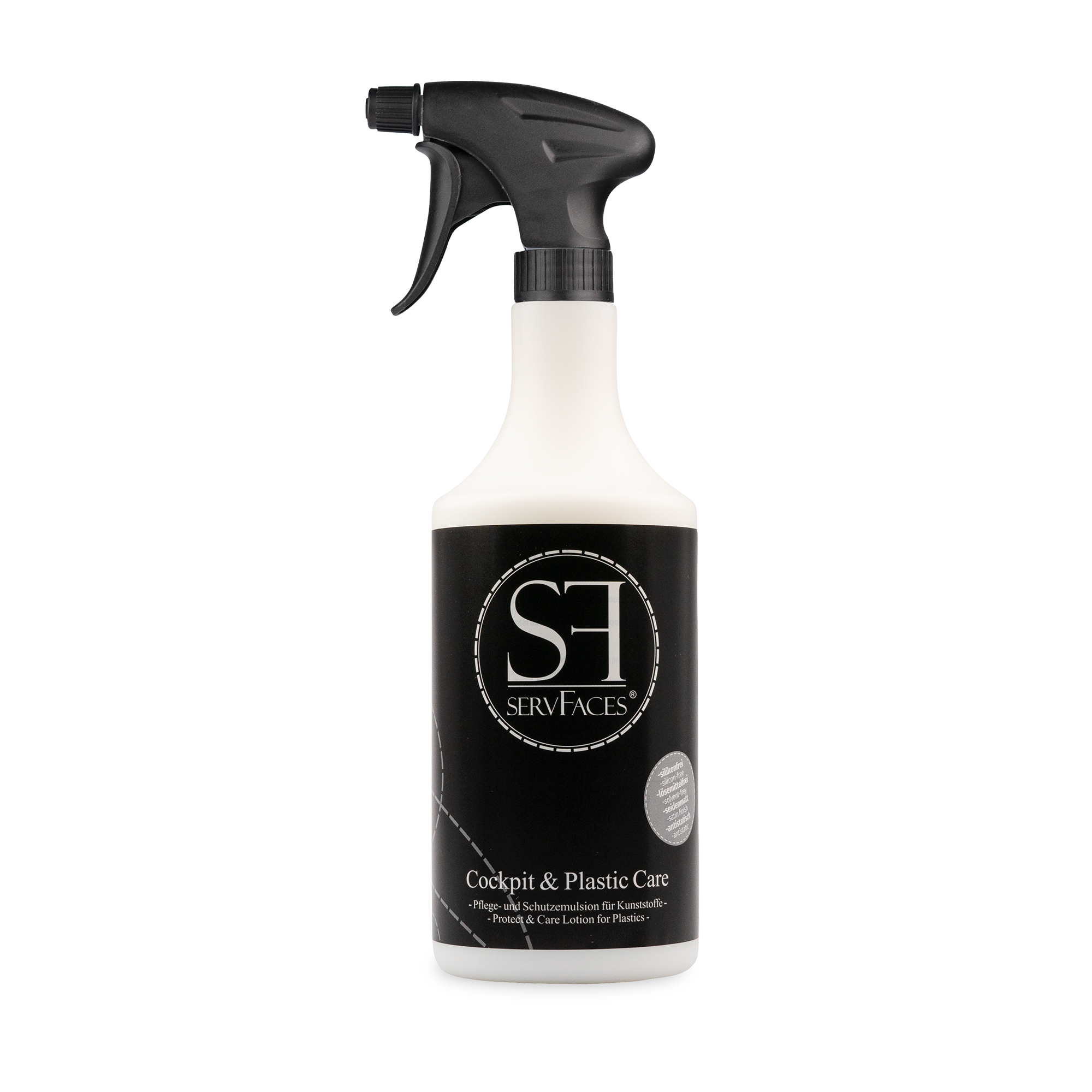 servFaces Cockpit & Plastic Care im 750 ml Gebinde mit Sprühkopf servFaces Cockpit & Plastic Care - pflegt und schützt die Innenausstattung Ihres Fahrzeugs