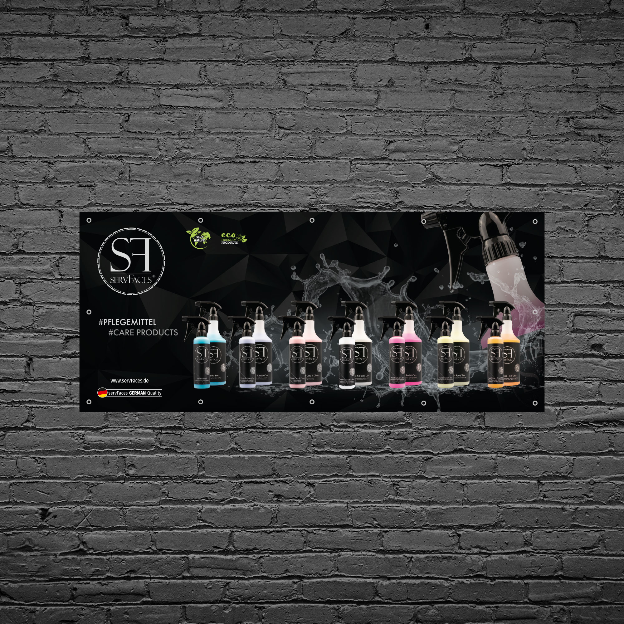 servFaces - Werbebanner Pflegemittel servFaces Werbebanner Pflegemittel - so kann jeder sehen, dass Sie auf servFaces als Pionier der Oberflächenveredelung vertrauen