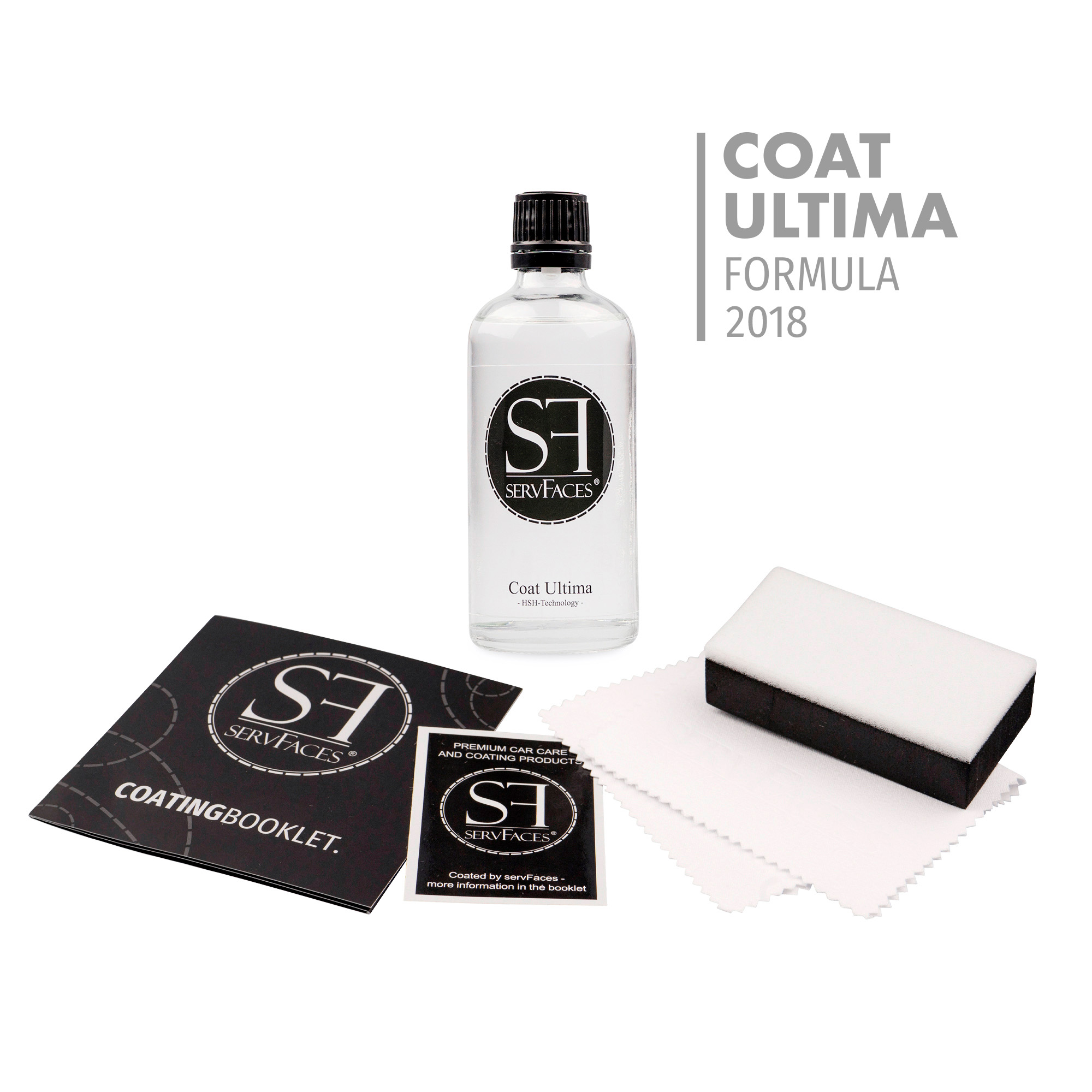 servFaces Coat Ultima 2018 50ml mit Applikationstuch & Applikator servFaces Coat Ultima 2018 – for a dirt-resistant and easy-care surface coating with long-lasting protection